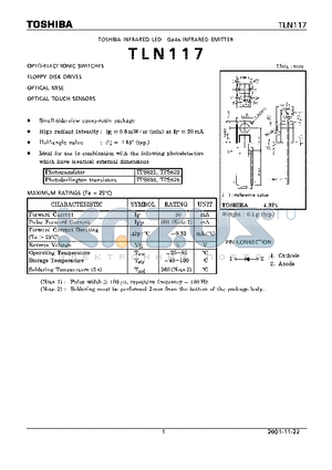 TLN117C datasheet - TOSHIBA INFRARED LED GAAS INFRAED EMITTER