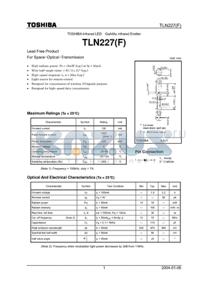 TLN227F datasheet - LEAD FREE PRODUCT FOR SPACE-OPTICAL-TRANSMISSION