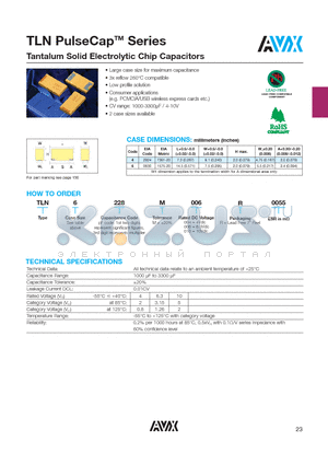 TLN6228M006R0055 datasheet - Tantalum Solid Electrolytic Chip Capacitors