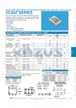 VCS22ATR datasheet - VCXO SMD LOW PROFILE/VOLTAGE CONTROLLED CRYSTAL OSCILLATOR