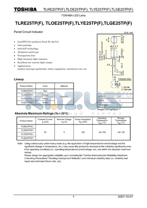 TLOE25TPF datasheet - Panel Circuit Indicator