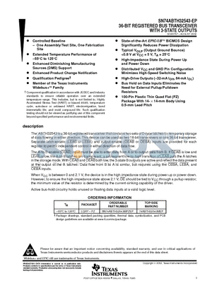 SN74ABTH32543MPZEP datasheet - 36-BIT REGISTERED BUS TRANSCEIVER WITH 3-STATE OUTPUTS