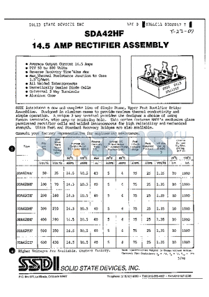 SDA130A datasheet - 14.5 AMP RECTIFIER ASSEMBLY