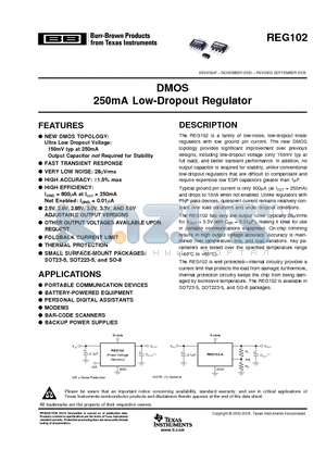 REG102GA-5/2K5G4 datasheet - DMOS 250mA Low-Dropout Regulator