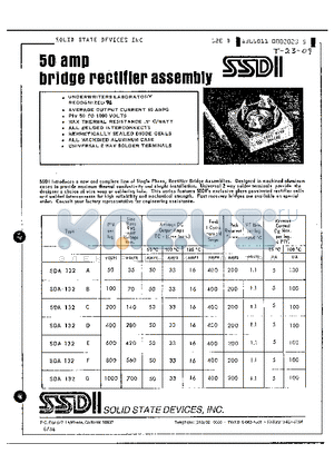 SDA132B datasheet - 50 AMP BRIDGE RECTIFIER ASSEMBLY