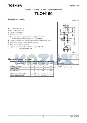 TLOH160 datasheet - TOSHIBA LED Lamp InGaAP Orange Light Emission