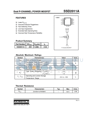 SSD2011A datasheet - Dual P-CHANNEL POWER MOSFET