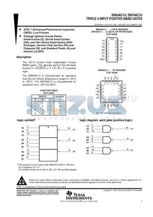 SN74AC10 datasheet - TRIPLE 3-INPUT POSITIVE-NAND GATES