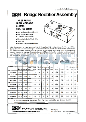 SDA168 datasheet - BRIDGE RECTIFIER ASSEMBLY