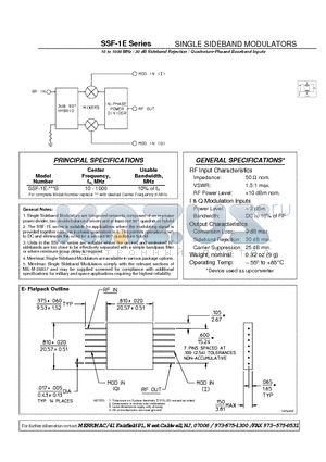 SSF-1E-1000B datasheet - SINGLE SIDEBAND MODULATORS