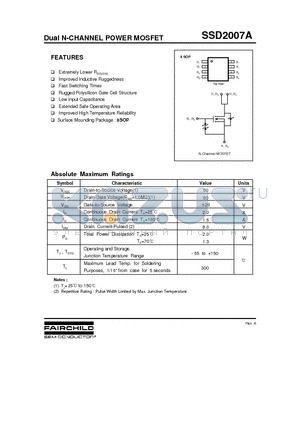 SSD2007A datasheet - Dual N-CHANNEL POWER MOSFET