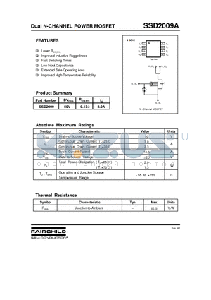 SSD2009A datasheet - Dual N-CHANNEL POWER MOSFET