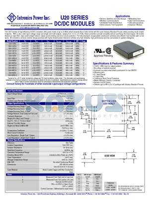 U20-48D15 datasheet - DC/DC MODULES