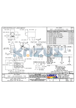 SSF-LXH305SRD-TR datasheet - T-3mm (T-1) RIGHT ANGLE SURFACE MOUNT LED