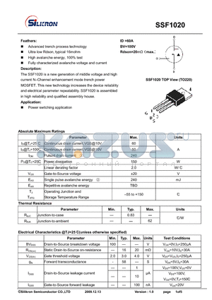 SSF1020 datasheet - Power switching application