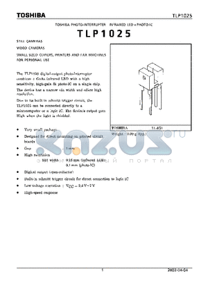 TLP1025 datasheet - PHOTO INTERRUPTER INFRARED  LLED  PHOTO IC