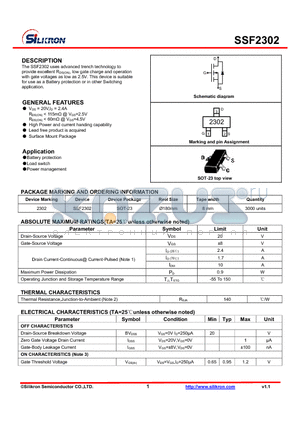 SSF2302 datasheet - Battery protection