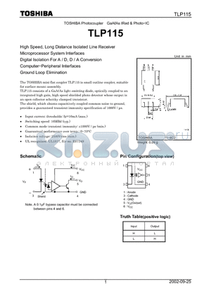 TLP115 datasheet - High Speed, Long Distance Isolated Line Receiver Microprocessor System Interfaces