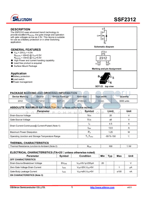 SSF2312 datasheet - Battery protection