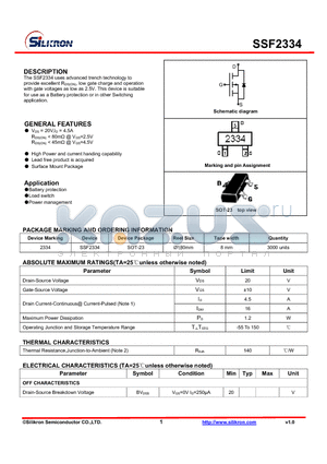 SSF2334 datasheet - Battery protection