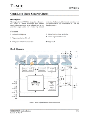 U208 datasheet - Open Loop Phase Control Circuit