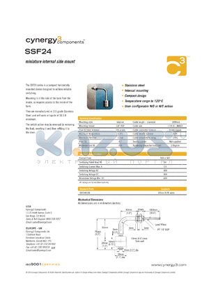 SSF24X100 datasheet - miniature internal side mount