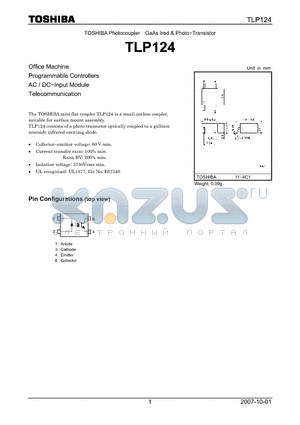 TLP124 datasheet - Photo−Transistor Office Machine