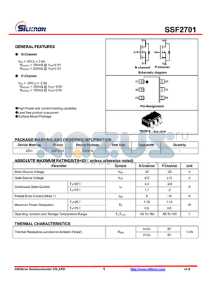 SSF2701 datasheet - High Power and current handing capability