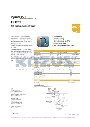SSF29X100 datasheet - high pressure internal side mount