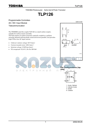 TLP126 datasheet - Programmable Controllers AC DC-Input Module Telecommunication