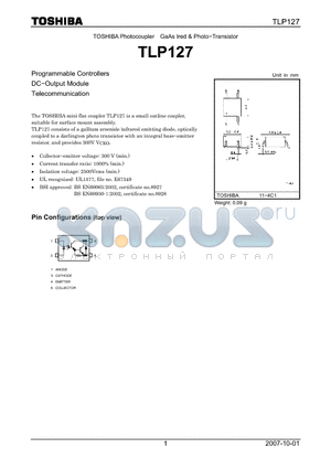 TLP127 datasheet - Photo−Transistor Programmable Controllers