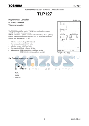 TLP127TPLUF datasheet - Programmable Controllers DCOutput Module Telecommunication