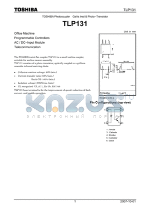 TLP131_07 datasheet - Photo−Transistor Office Machine