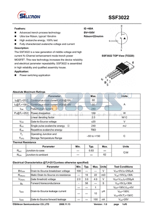 SSF3022 datasheet - Advanced trench process technology