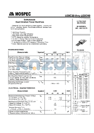 U20C40 datasheet - POWER RECTIFIERS(20A,300-600V)
