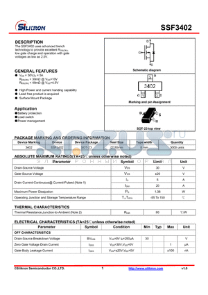 SSF3402 datasheet - Battery protection