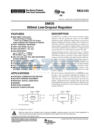 REG103GA-3.3/2K5G4 datasheet - 500mA Low-Dropout Regulator