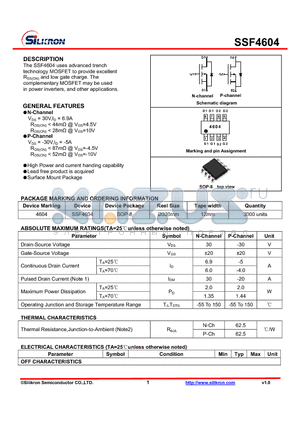 SSF4604 datasheet - High Power and current handing capability