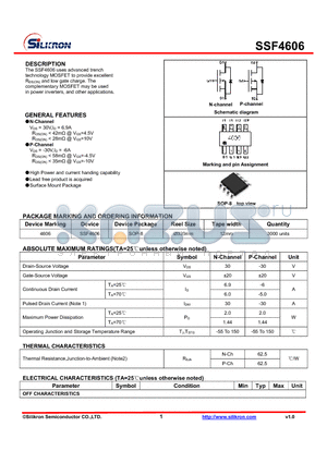 SSF4606 datasheet - High Power and current handing capability