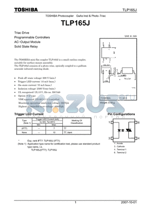 TLP165J_07 datasheet - Photocoupler GaAs Ired & Photo-Triac