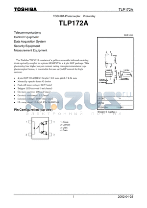 TLP172A datasheet - TOSHIBA Photocoupler Photorelay