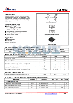 SSF4953 datasheet - Battery protection