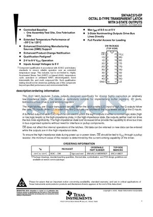 SN74AC373MDWREP datasheet - OCTAL D-TYPE TRANSPARENT LATCH WITH 3-STATE OUTPUTS