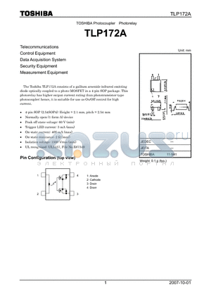 TLP172A datasheet - Photocoupler Photorelay