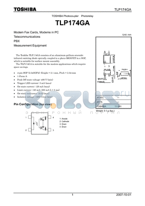 TLP174GA datasheet - Photocoupler Photorelay