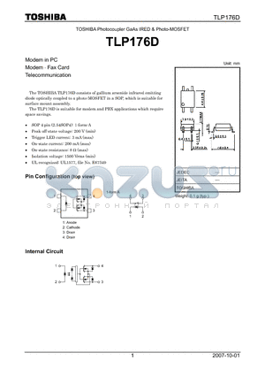 TLP176D datasheet - Photocoupler GaAs IRED & Photo-MOSFET