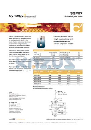 SSF67A25B125 datasheet - dual switch point series