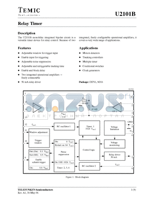 U2101B datasheet - Relay Timer