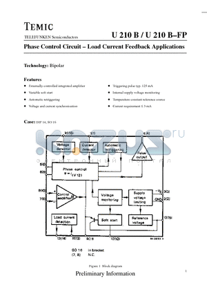 U210B-FP datasheet - Phase Control Circuit - Load Current Feedback Applications