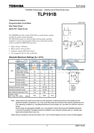 TLP191B datasheet - GaAAs Ired & Photo-Diode Array